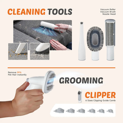 5-in-1 Dog Grooming Vacuum Kit with 4 Combs and 2.5L Capacity - Low Noise Pet Hair Trimmer and Grooming Brush for Shedding
