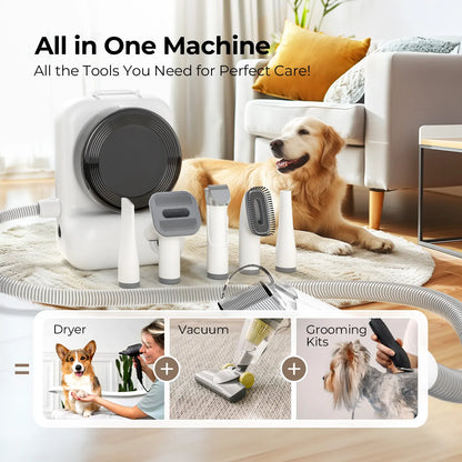 Elspet 5-in-1 Pet Grooming Vacuum System for Dogs and Cats - Includes Vacuum, Dryer, and Trimmer with 3-Liter Canister, 15000Pa Suction Power, and Additional Storage for 5 Grooming Kits