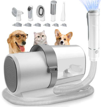 5-in-1 Dog Grooming Vacuum Kit with 4 Combs and 2.5L Capacity - Low Noise Pet Hair Trimmer and Grooming Brush for Shedding
