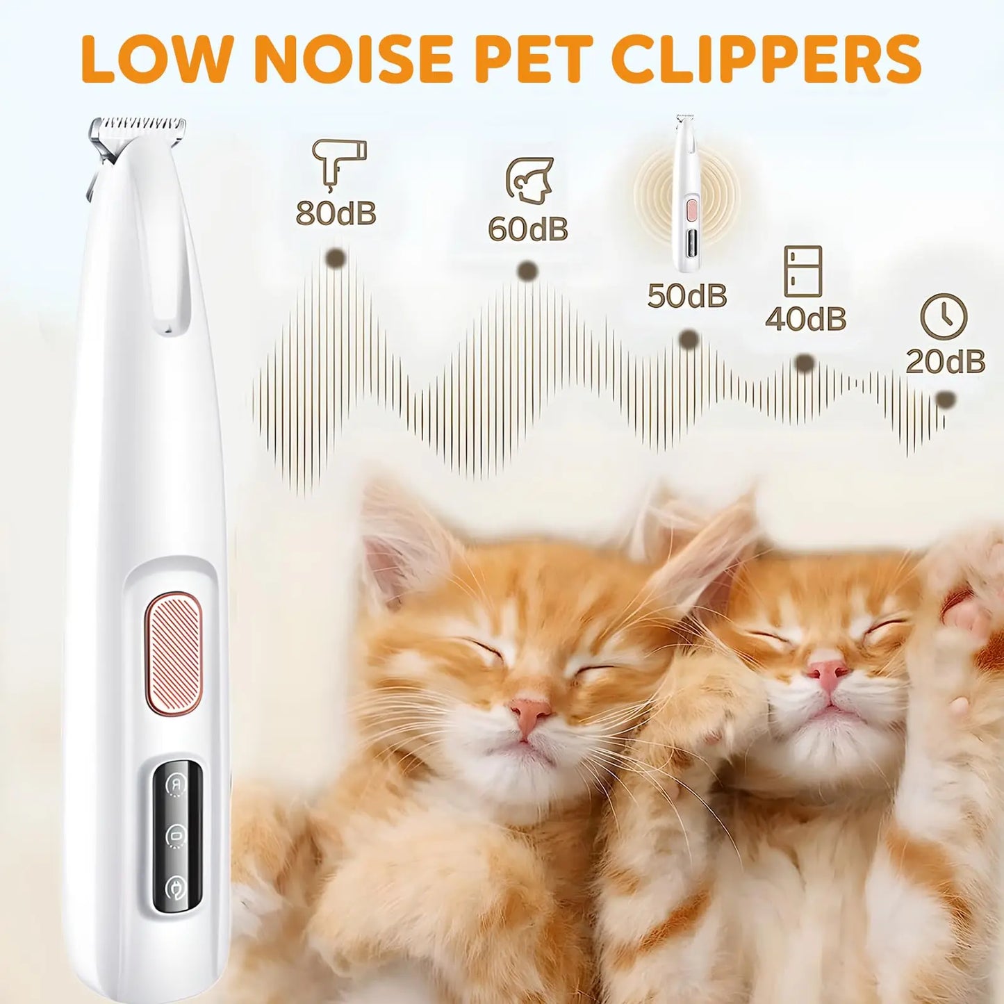 USB Rechargeable Pet Hair Trimmer Kit with LED Light - Quiet Grooming Clippers for Dogs and Cats, Waterproof and Low Noise Pet Shaver, Ideal for Pet Paw Care