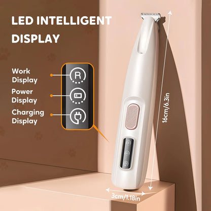 USB Rechargeable Pet Hair Trimmer Kit with LED Light - Quiet Grooming Clippers for Dogs and Cats, Waterproof and Low Noise Pet Shaver, Ideal for Pet Paw Care