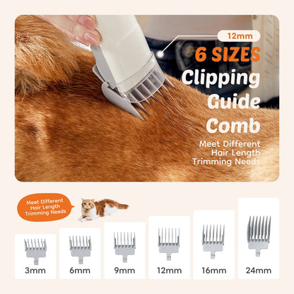 5-in-1 Dog Grooming Vacuum Kit with 4 Combs and 2.5L Capacity - Low Noise Pet Hair Trimmer and Grooming Brush for Shedding