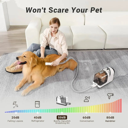 Bunfly Professional Dog Grooming Kit with High-Power Vacuum Suction, 16 Essential Grooming Tools, and 3L Dust Cup for Efficient Pet Hair Removal