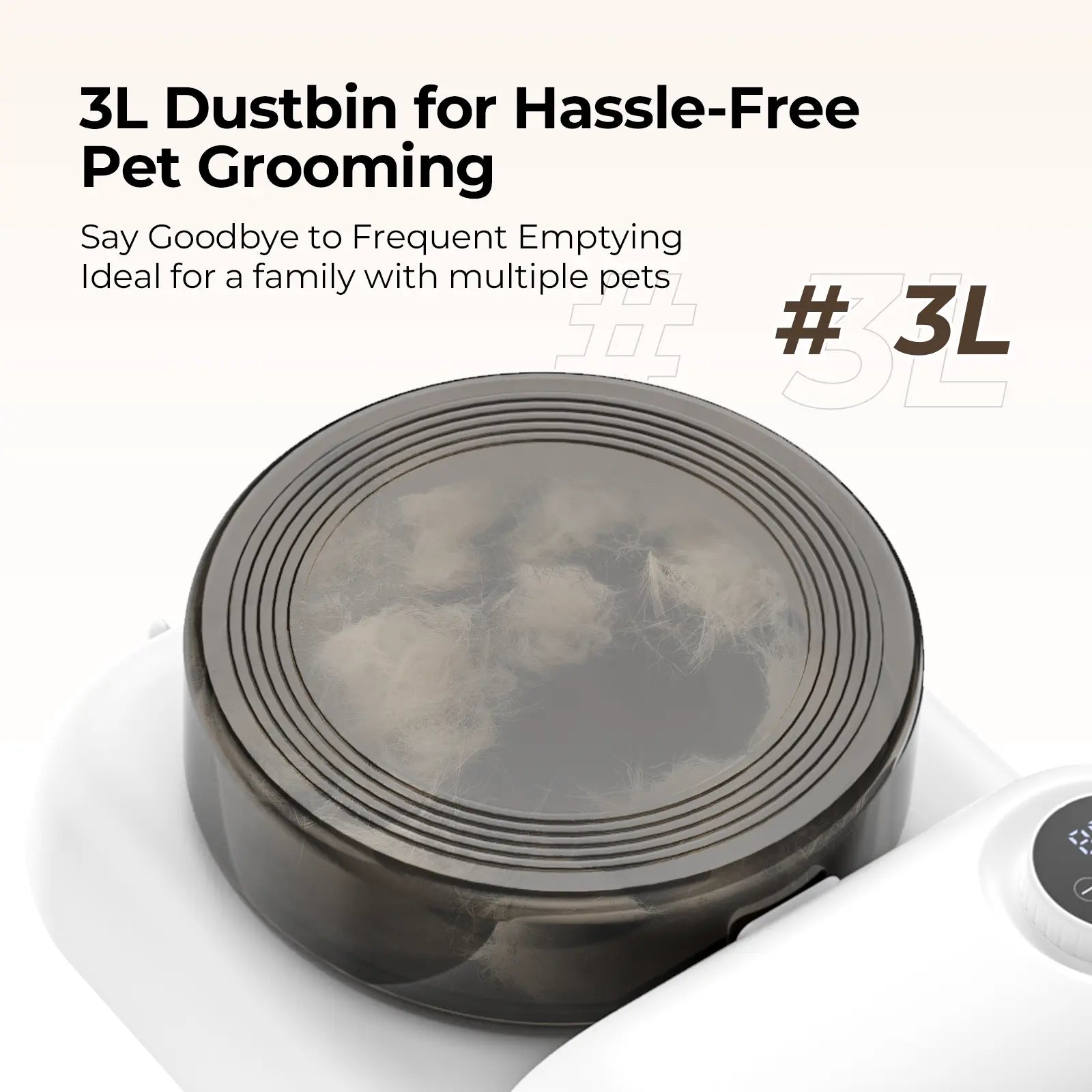 Elspet 5-in-1 Pet Grooming Vacuum System for Dogs and Cats - Includes Vacuum, Dryer, and Trimmer with 3-Liter Canister, 15000Pa Suction Power, and Additional Storage for 5 Grooming Kits