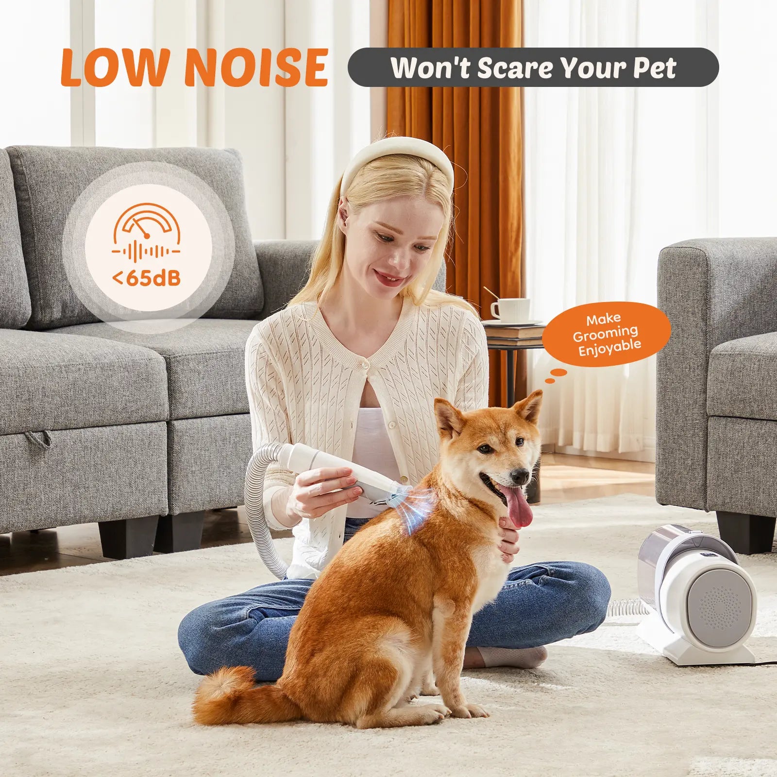 5-in-1 Dog Grooming Vacuum Kit with 4 Combs and 2.5L Capacity - Low Noise Pet Hair Trimmer and Grooming Brush for Shedding