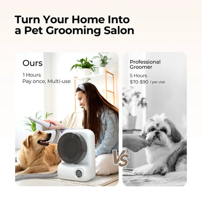 Elspet 5-in-1 Pet Grooming Vacuum System for Dogs and Cats - Includes Vacuum, Dryer, and Trimmer with 3-Liter Canister, 15000Pa Suction Power, and Additional Storage for 5 Grooming Kits