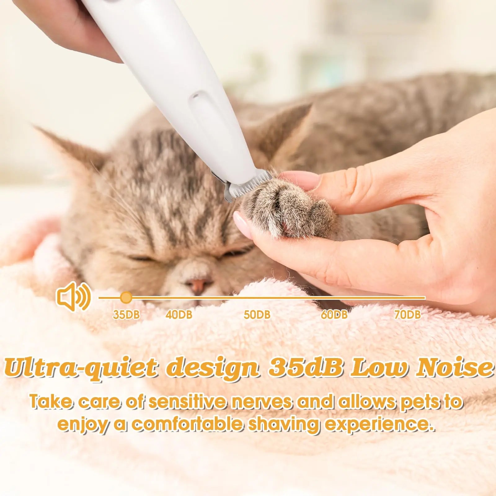 USB Rechargeable Pet Hair Trimmer Kit with LED Light - Quiet Grooming Clippers for Dogs and Cats, Waterproof and Low Noise Pet Shaver, Ideal for Pet Paw Care