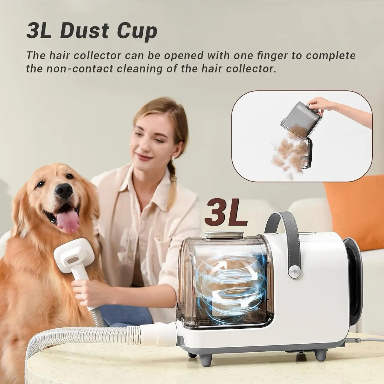 Bunfly Professional Dog Grooming Kit with High-Power Vacuum Suction, 16 Essential Grooming Tools, and 3L Dust Cup for Efficient Pet Hair Removal
